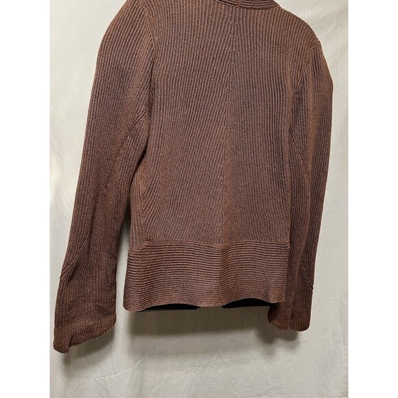 BRUNELLO CUCINELLI Sweater Linen Brown Cardigan Long Sleeve Brown Button XL - Picture 6 of 14
